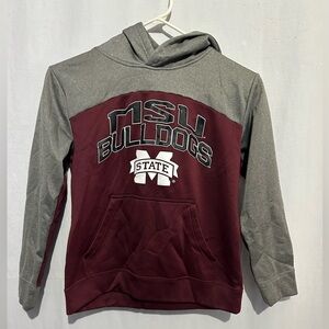Mississippi State Bulldogs Hoodie Medium Maroon Gray Pullover Sweatshirt